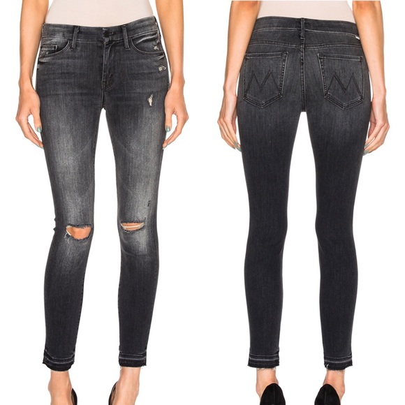 MOTHER Denim - MOTHER • Looker Jean Washed Black Ripped Knee